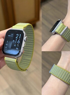 适用三星GalaxyWatch8/7/ultra/6/5pro原野山地纹4尼龙表带6classic42/46mm夏季GearS3腕带active2快拆FE配件