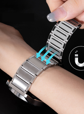 适用SAMSUNG三星galaxy watch6/5/4 classic 46mm智能手表带pro金属active2磁吸gear s3/s2不锈钢腕带watch3