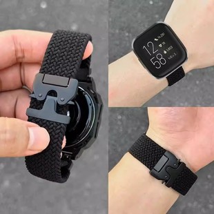 降落伞扣适用于fitbit versa4/3智能手表表带versa2弹力尼龙回环fitbit sense2/1腕带新款男女透气高级感配件