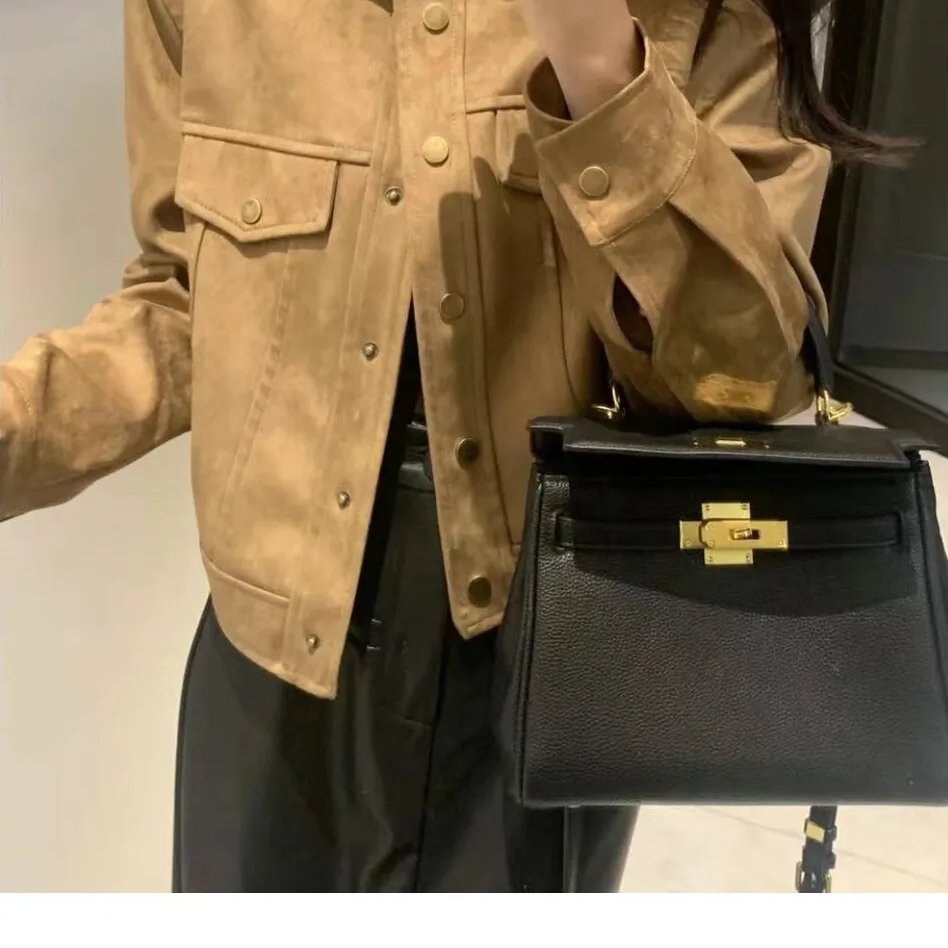 2026春秋新款小香美拉德风皮衣夹克女早秋季小个子麂皮短外套上衣