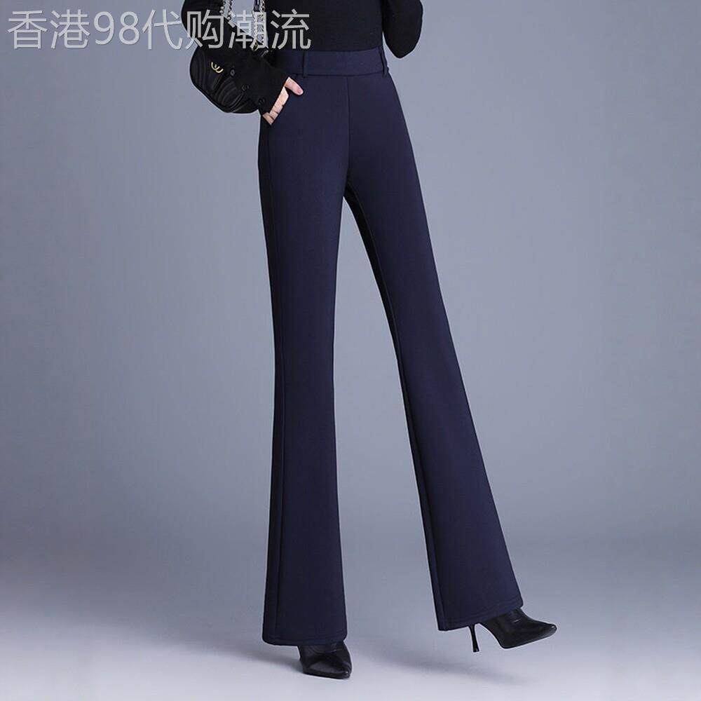 2026秋冬季微喇裤女弹力松紧腰大码胖mm高腰垂感显瘦休闲西装裤
