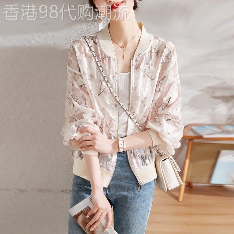 小香风防晒外套女夏季薄款2026新款设计感印花棒球服宽松短款上衣图片