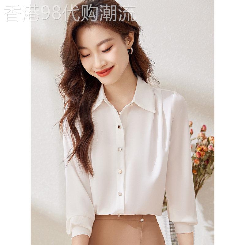 白色雪纺衬衫女长袖2026秋装新款职业套装春秋气质衬衣正装工作服