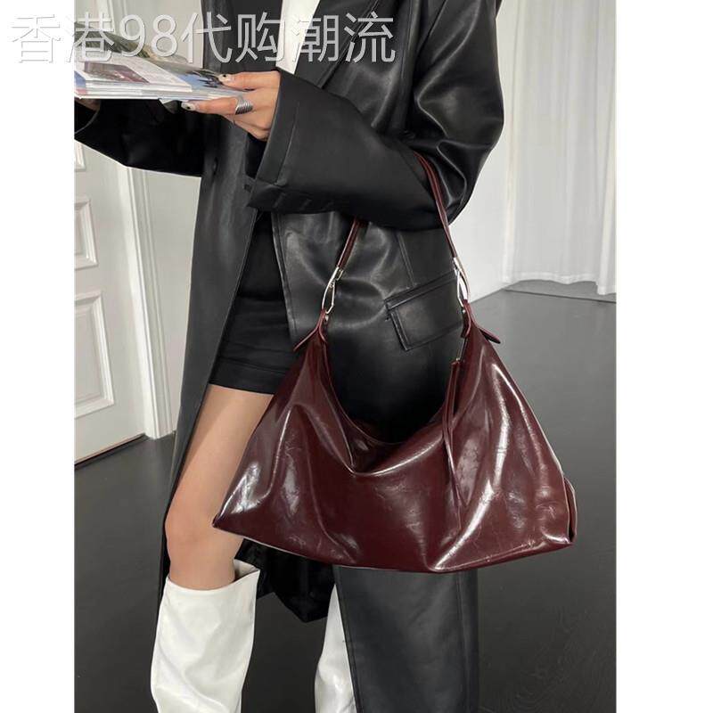 轻奢时尚油蜡皮单肩包包女小众高级感托特大包欧美原创复古斜挎包