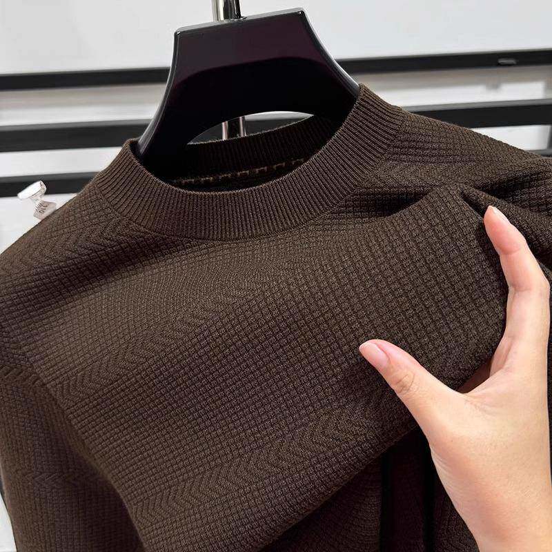 高级感半高领男士毛衣春秋冬2025新款套头内搭保暖针织打底衫男款