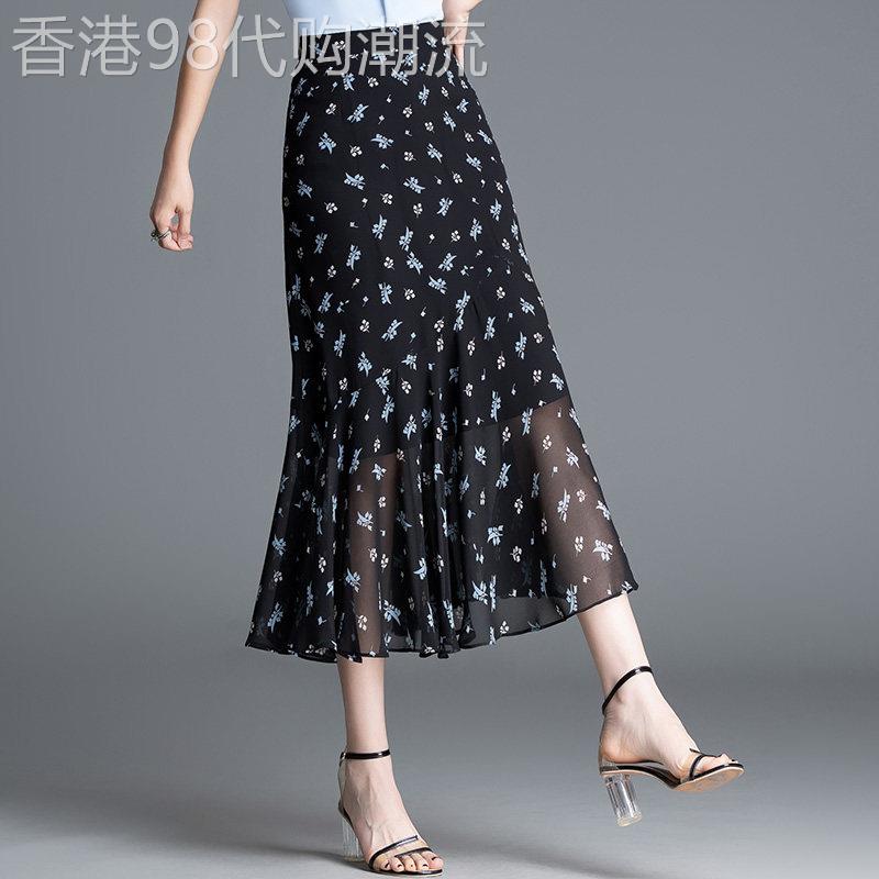 中年妈妈洋派碎花鱼尾裙夏季2026新款气质百搭遮胯显瘦雪纺半身裙