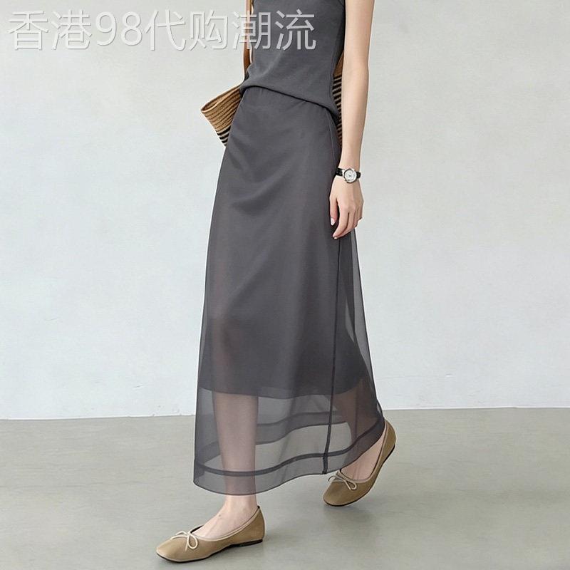 灰色半身裙女2026夏季新款韩版时尚高端气质通勤优雅百搭简约长裙