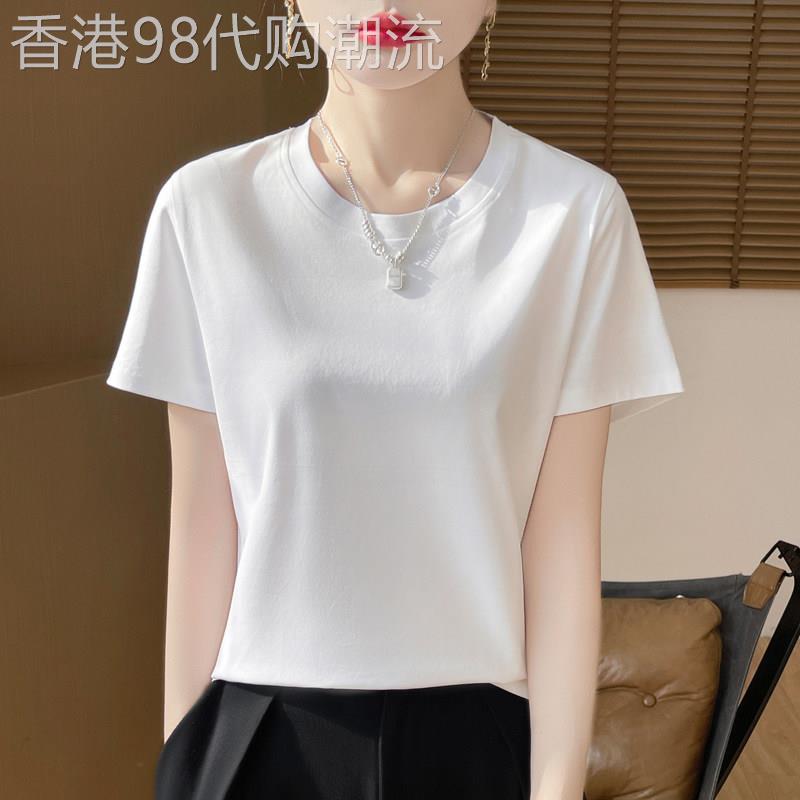 高级丝光棉短袖t恤女夏季2026新款宽松显瘦百搭韩版半袖圆领上衣