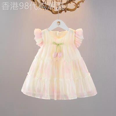 英国DHWA女童连衣裙夏季2026新款婴儿童洋气周岁礼服裙子