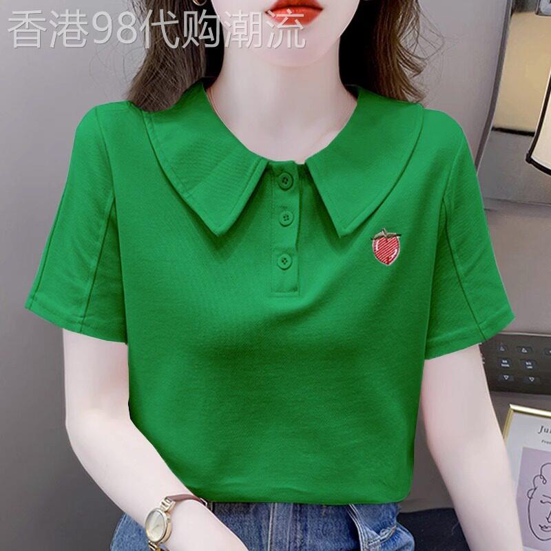 娃娃领短袖t恤女夏季2026年新款时尚洋派减龄设计感小众显瘦上衣