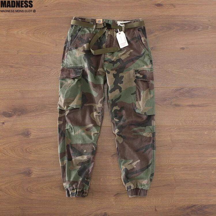Madness Mdns Clot欧美复古迷彩工装裤男士咔叽多口袋宽松束脚裤