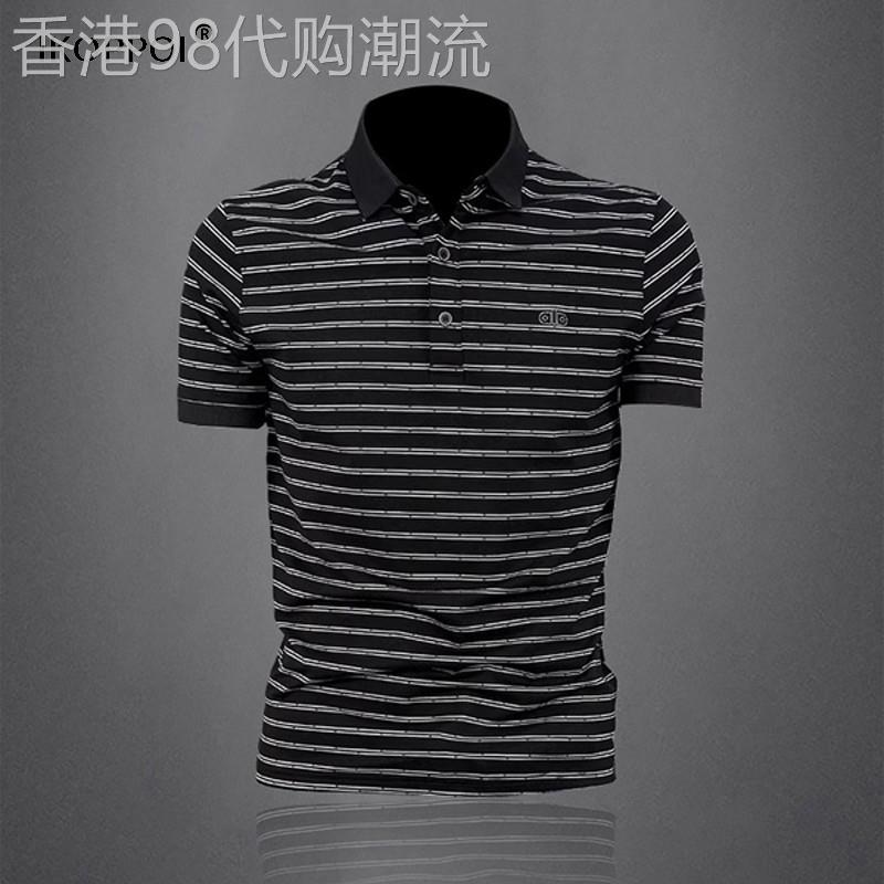 轻奢美式条纹POLO衫男士短袖T恤2026夏季潮牌新款修身时尚上衣T恤