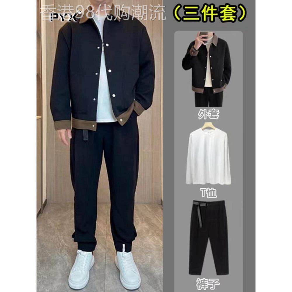 2025秋冬男士高端休闲套装新款帅气翻领成熟稳重的男士服饰搭配新