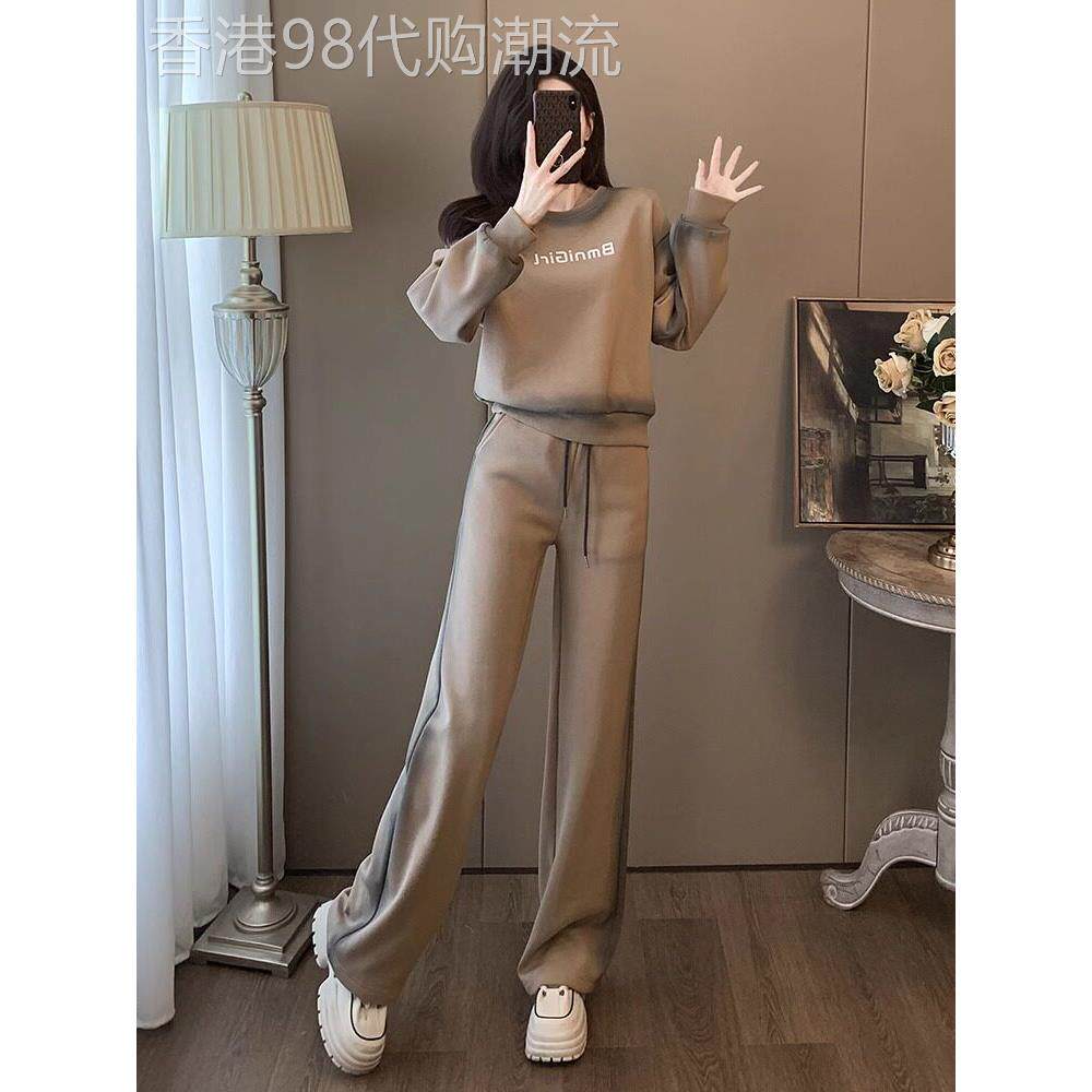 欧洲站休闲时尚套装女春秋冬季2025新款运动宽松卫衣阔腿裤两件套