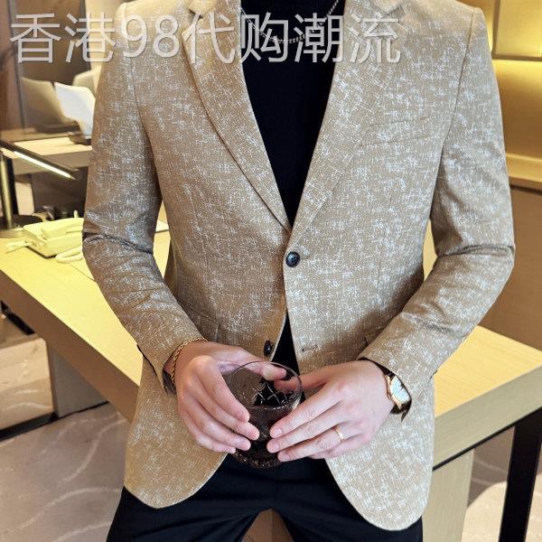 轻奢时尚雪花西装外套男休闲修身便西上衣服商务潮流帅气西服男装