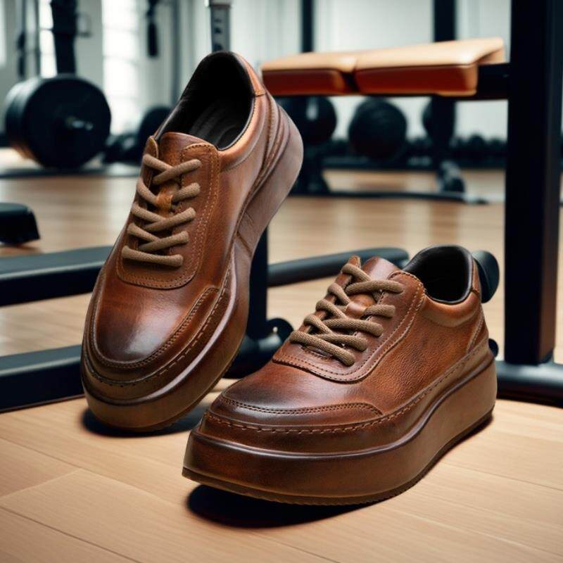 韩国专柜头层牛皮男鞋2025新款轻奢百搭厚底增高覆古潮流休闲皮鞋