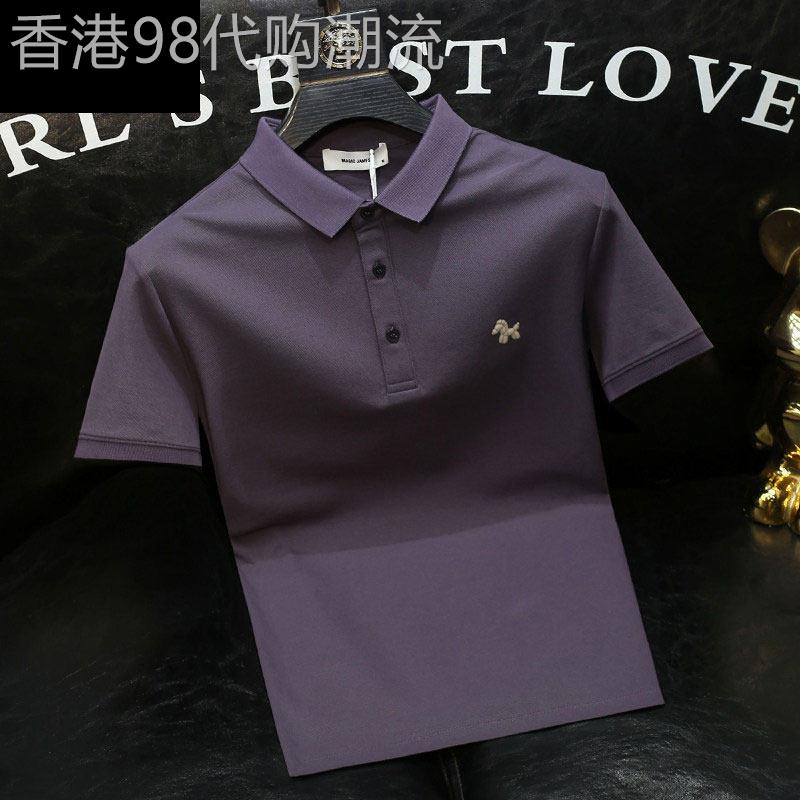 高端短袖POLO衫男士夏季潮牌痞帅高级感弹力修身商务休闲短袖T恤
