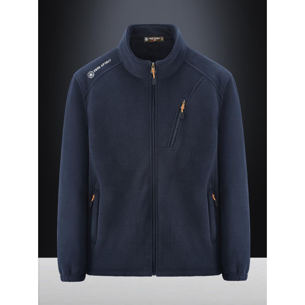 潮牌多口袋摇粒绒外套男士秋冬季双面加绒立领卫衣防风保暖抓绒衣