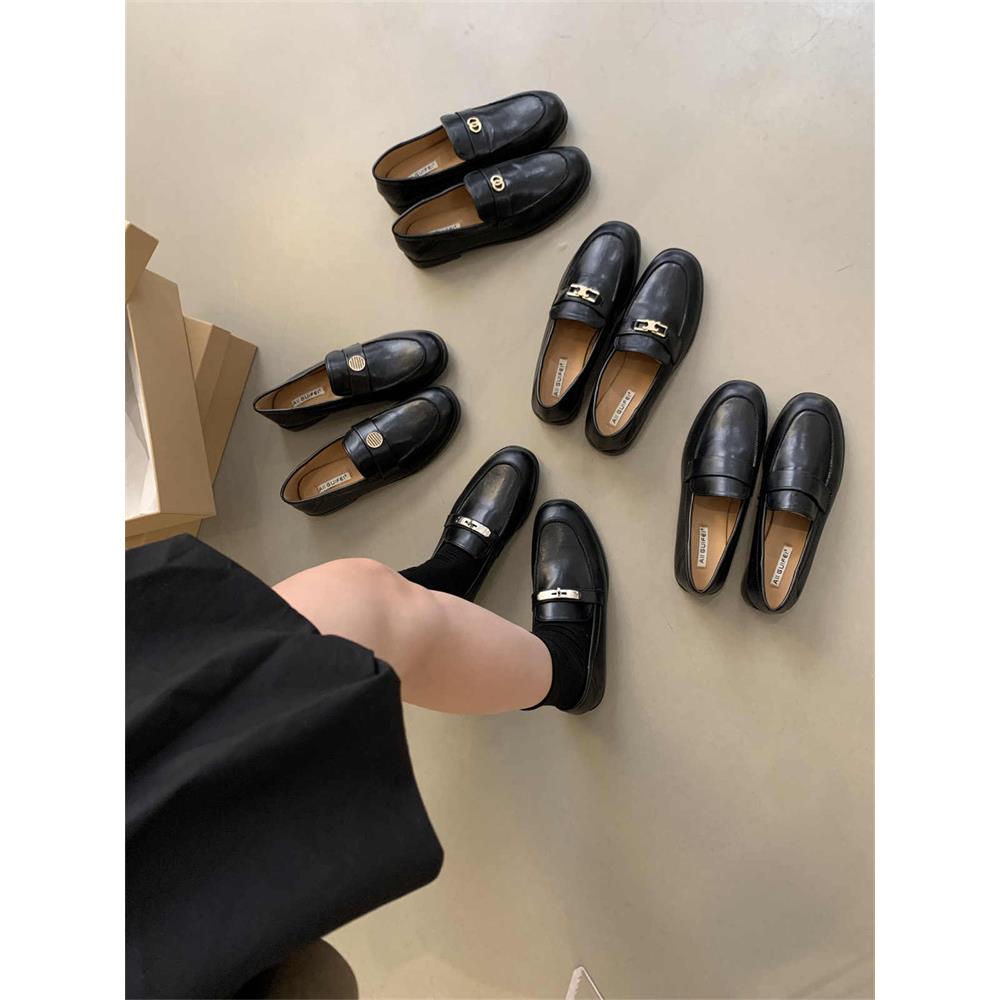 香港英伦小皮鞋女2025新款秋季覆古仙女学生圆头乐福鞋女平底单鞋