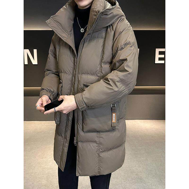 TWG男士中长款羽绒服加厚秋冬季潮流休闲连帽外套高级感宽松大衣