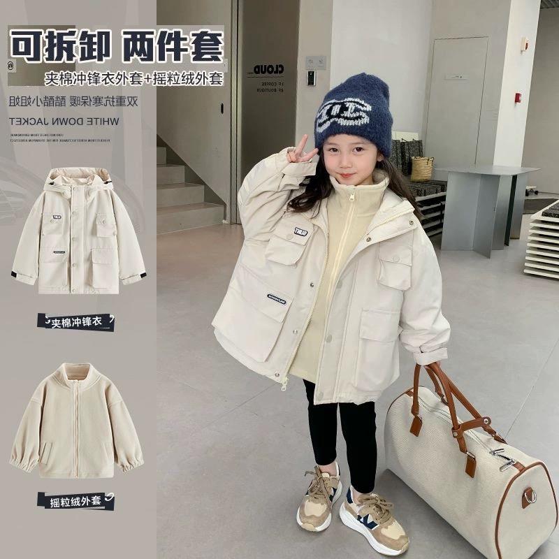 英国Next Kiss女宝宝冲锋衣三合一可拆卸秋冬款洋气防风儿童外套