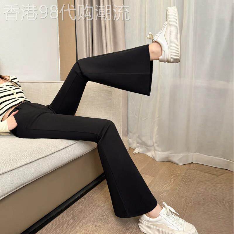黑色微喇西装裤女小个子春秋2026新款高腰显瘦弹力修身休闲裤长裤