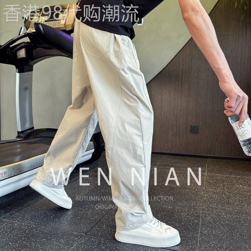 韩国WEN NIAN户外登山休闲裤男2026春夏季新款线条设计速干阔腿裤