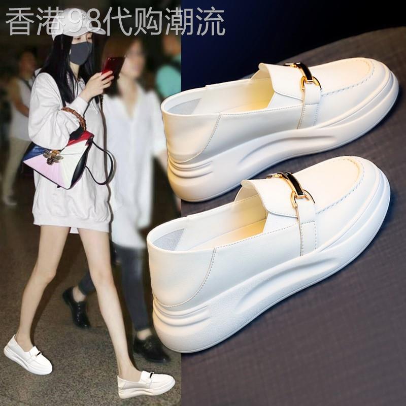 2026春季新款真皮小白鞋女百搭厚底休闲一脚蹬俩穿懒人鞋皮面单鞋