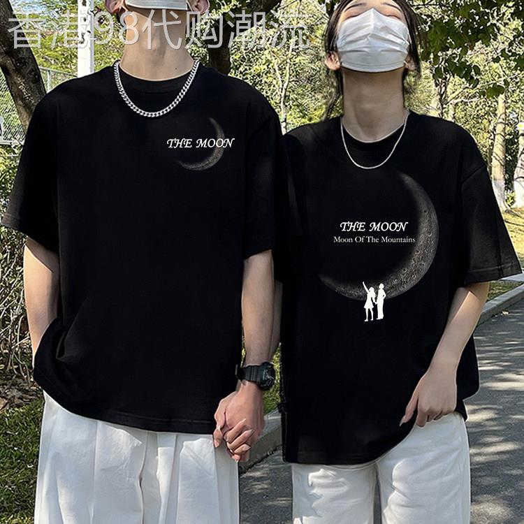 潮牌男女情侣装夏装短袖t恤新款韩版ins超火炸街旅游短袖两件衣服