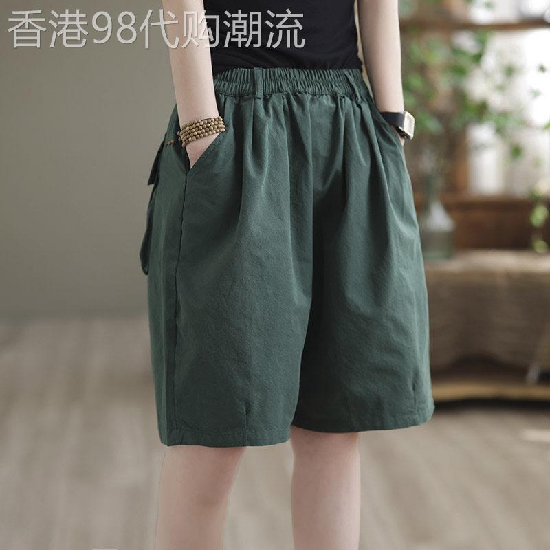 复古纯棉短裤女夏季2025新款薄款裤子宽松显瘦百搭直筒五分休闲裤