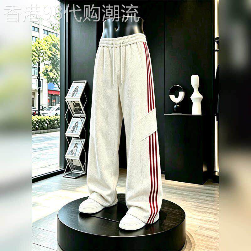 潮牌轻奢美式条纹直筒运动卫裤男2026秋季新款潮流宽松高街休闲裤