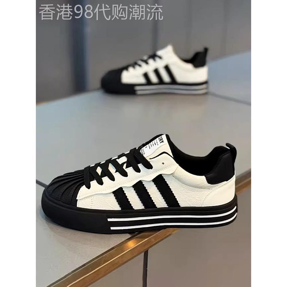 高端潮牌贝壳头男鞋春秋透气休闲青少年平板鞋运动百搭软底小白鞋