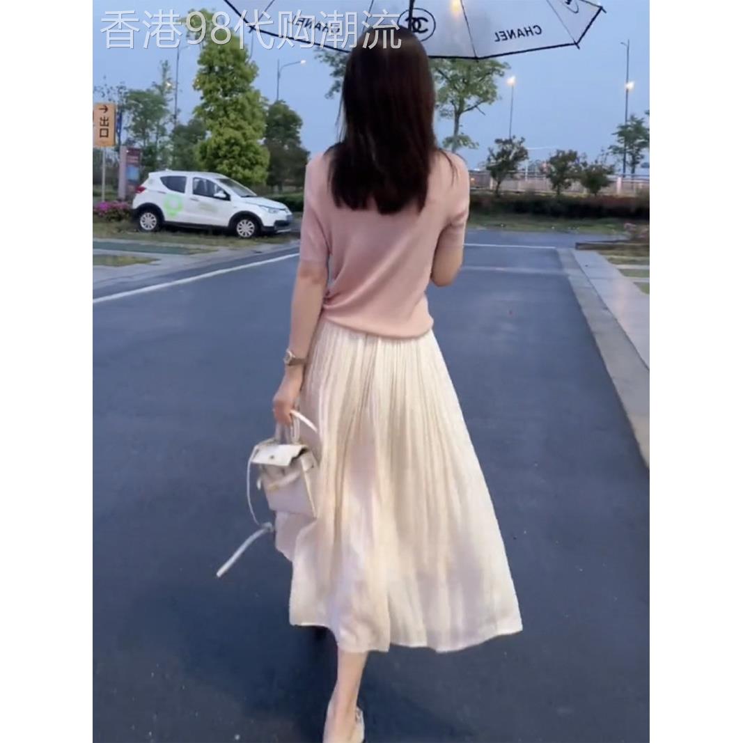 半身裙女春秋薄款2025新款高腰显瘦a字纱裙中长款大摆百褶伞裙子
