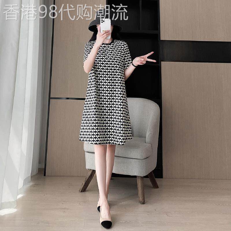 韩国高端欧货洋派洋装女2025夏季新款宽松显瘦中长版印花T恤裙