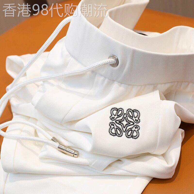BEBE PEXX~轻奢夏薄款凤梨纹白色裤子男士修身束脚高端刺绣休闲裤