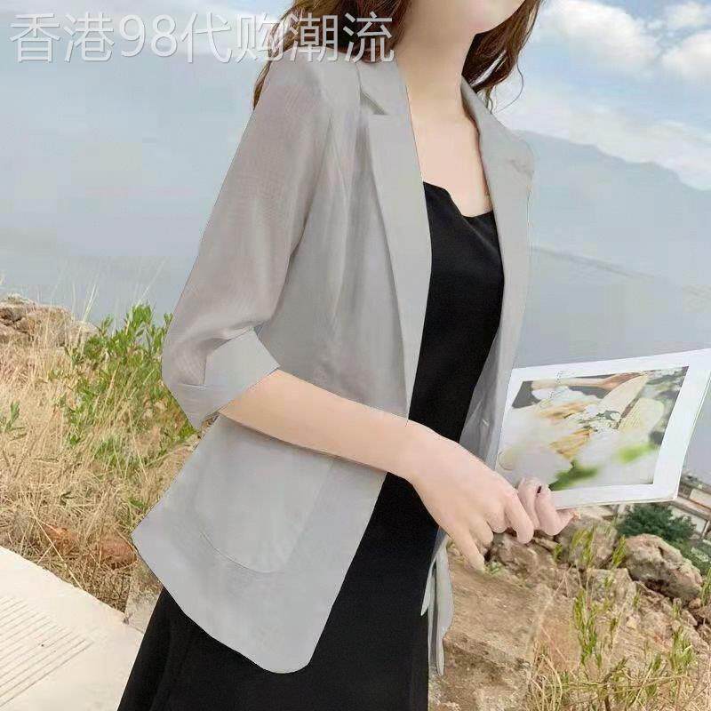 潮牌亚麻小西装女2026夏薄款大码棉麻韩版休闲英伦风防晒西服外套