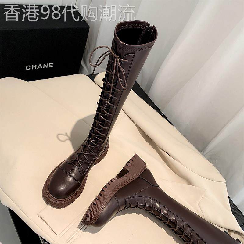 真皮长筒靴女2025年秋冬新款冬季加绒厚底不过膝长靴骑士显瘦靴子