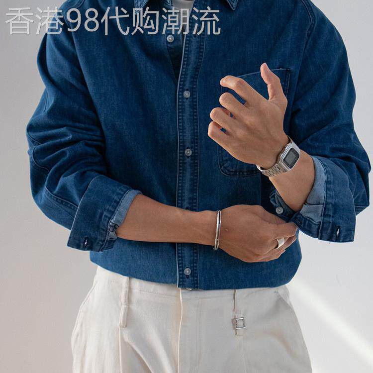 it neith BIAS潮牌复古水洗工装牛仔衬衫男美式休闲长袖内搭外套