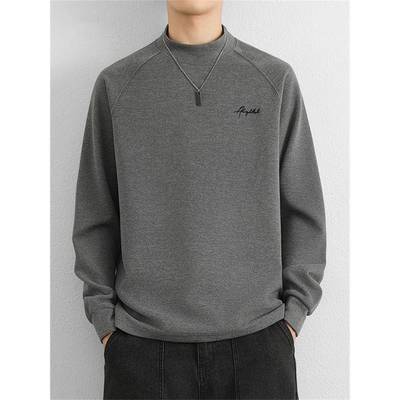 高端德绒打底衫男士秋冬季2025新款保暖内搭半高领长袖卫衣男款