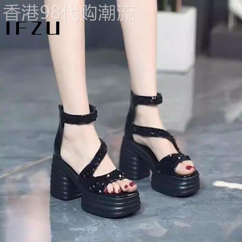 真皮厚底凉鞋女2025新款夏季超火松糕底小个子增高百搭粗跟罗马鞋