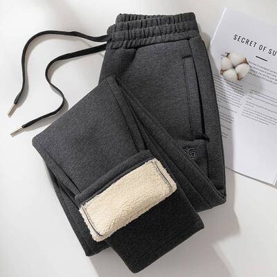 MAROLIO~闭眼入！加绒加厚羊羔绒直筒卫裤男女款冬季大码保暖棉裤