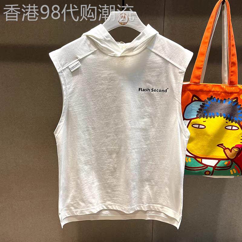 Madness Mdns Clot夏季纯棉无袖连帽T恤背心男士潮牌坎肩大尺码上