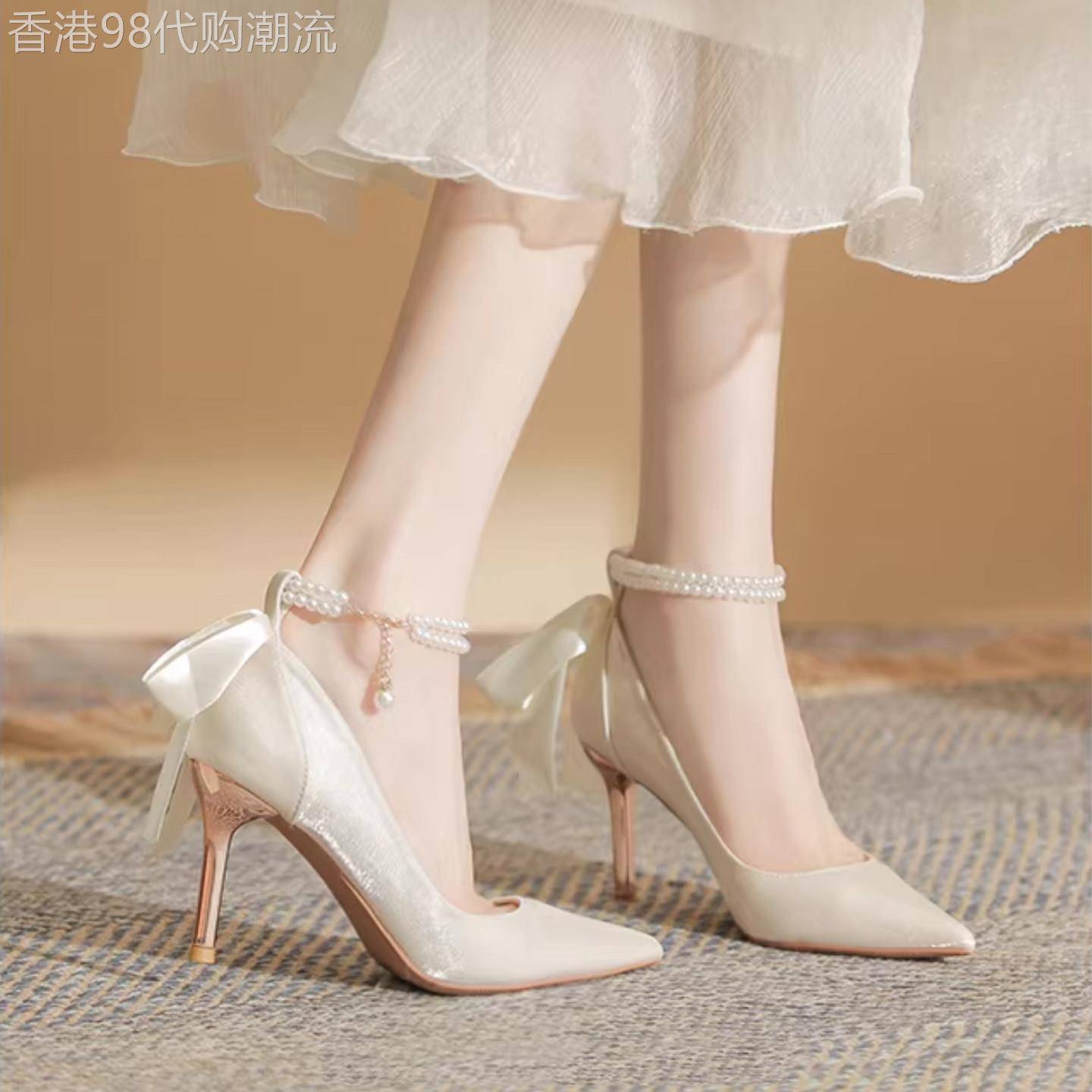 法式气质高跟鞋女2026夏季新款细跟一脚蹬配裙子不累脚女士单鞋子
