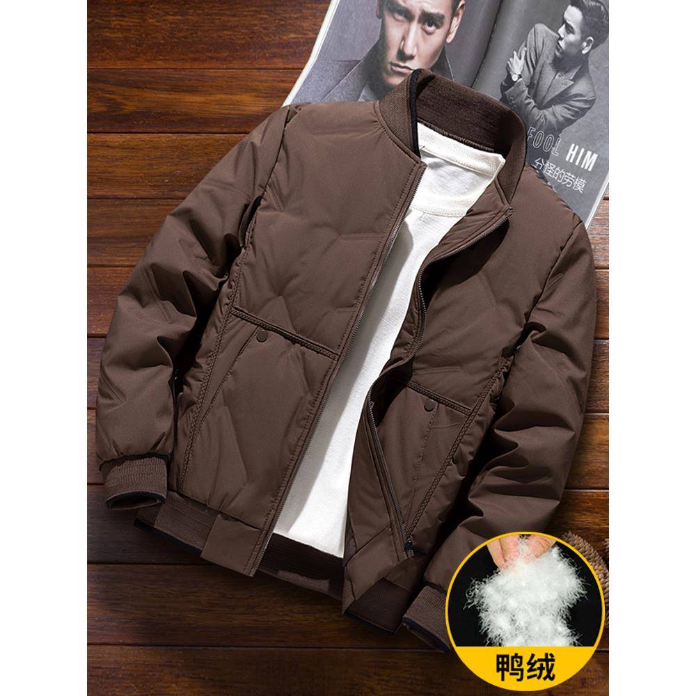 TWG羽绒服男士加厚保暖秋冬季2025新款棒球服夹克立领短款外套潮