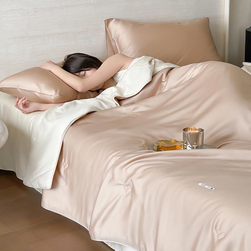 兰精天丝夏凉被四件套纯色冰丝空调被单双人床笠款可机洗薄被子