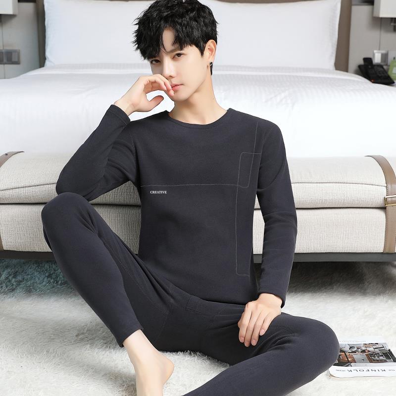 2025冬季新款德绒保暖内衣套装男士恒温防寒秋衣秋裤打底棉毛衫潮