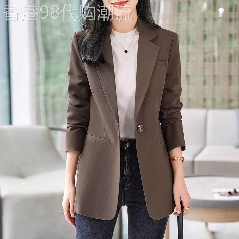 咖色西装外套女秋冬季2026年新款休闲大码女士修身小西服上衣秋装
