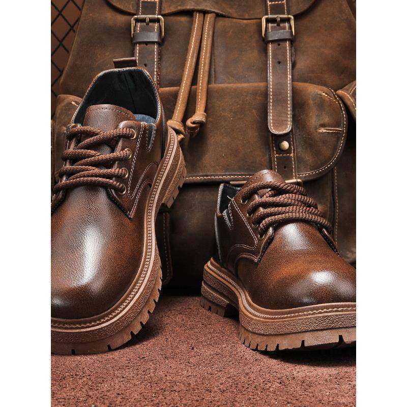 马丁靴男款秋季英伦风覆古增高男士皮鞋休闲运动户外低帮工装鞋子