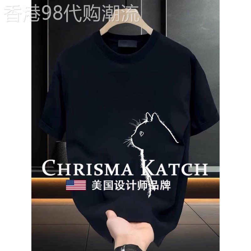 出口美国⭐Chrisma Katch~纯棉休闲美式短袖T恤印花宽松痞帅半袖
