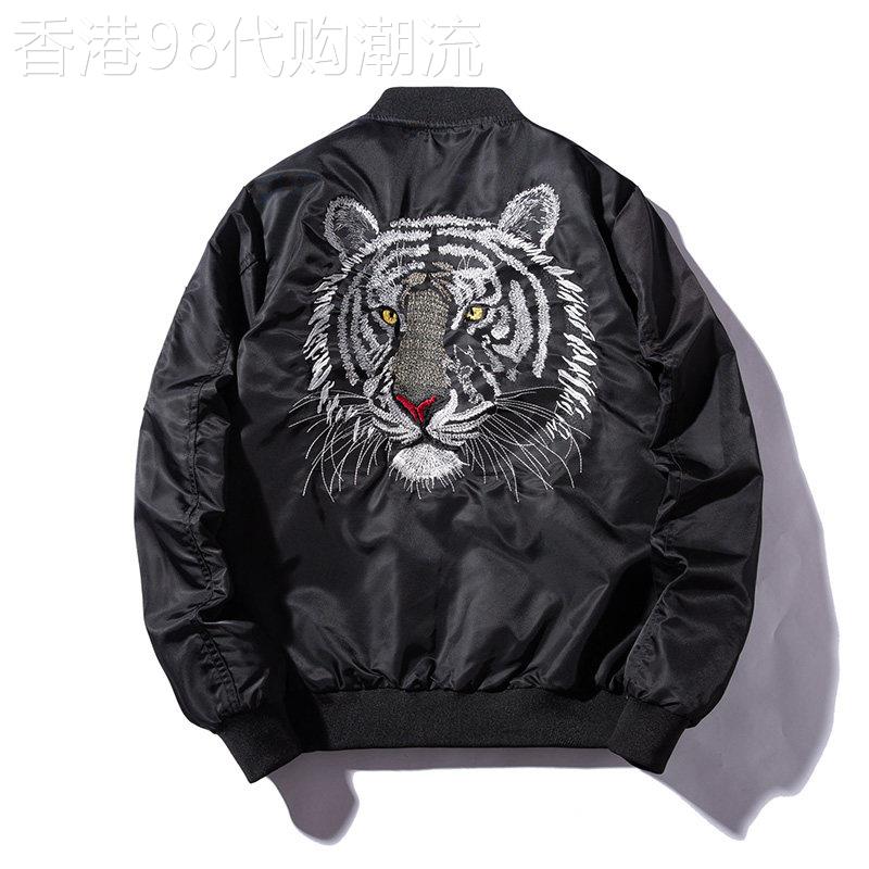 潮牌老虎刺绣外套男春秋季新款工装夹克美式潮流长袖男休闲棒球服